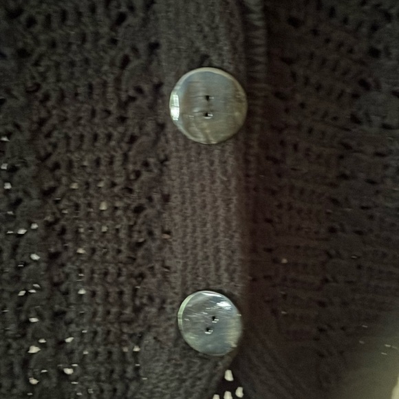 XS black shawl-collar open knit cardigan - Picture 2 of 5